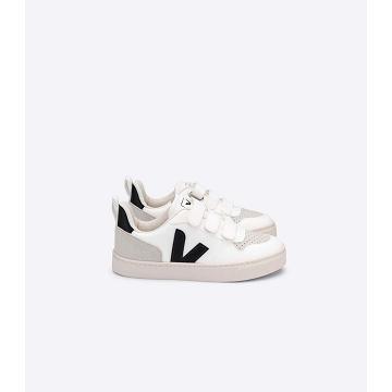 Kids' Veja V-10 CWL Shoes White/Black | ZA 773ZUT